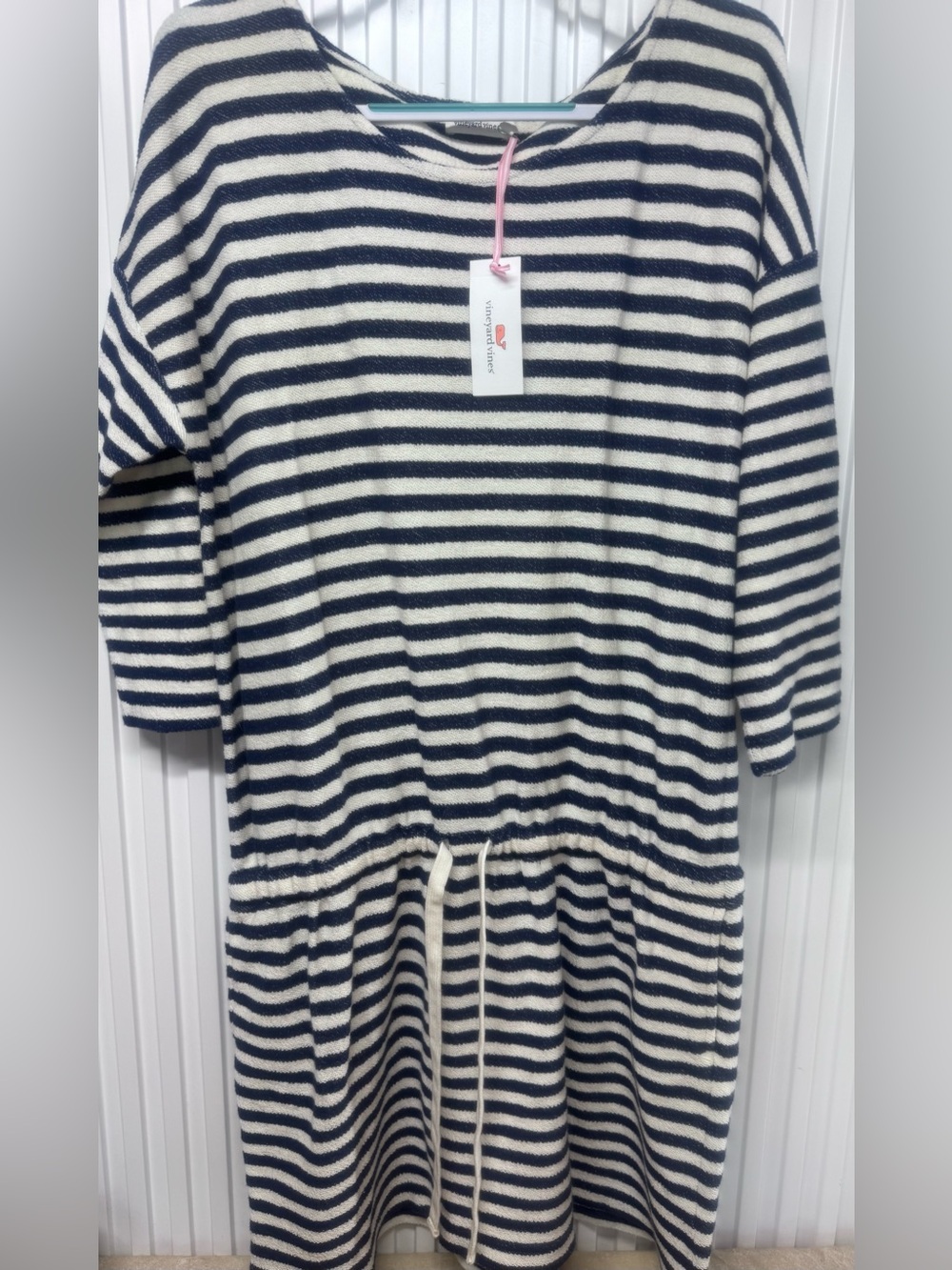 Vineyard Vines NWT Size XL Blue and white stripe dress pockets drawstring waist
